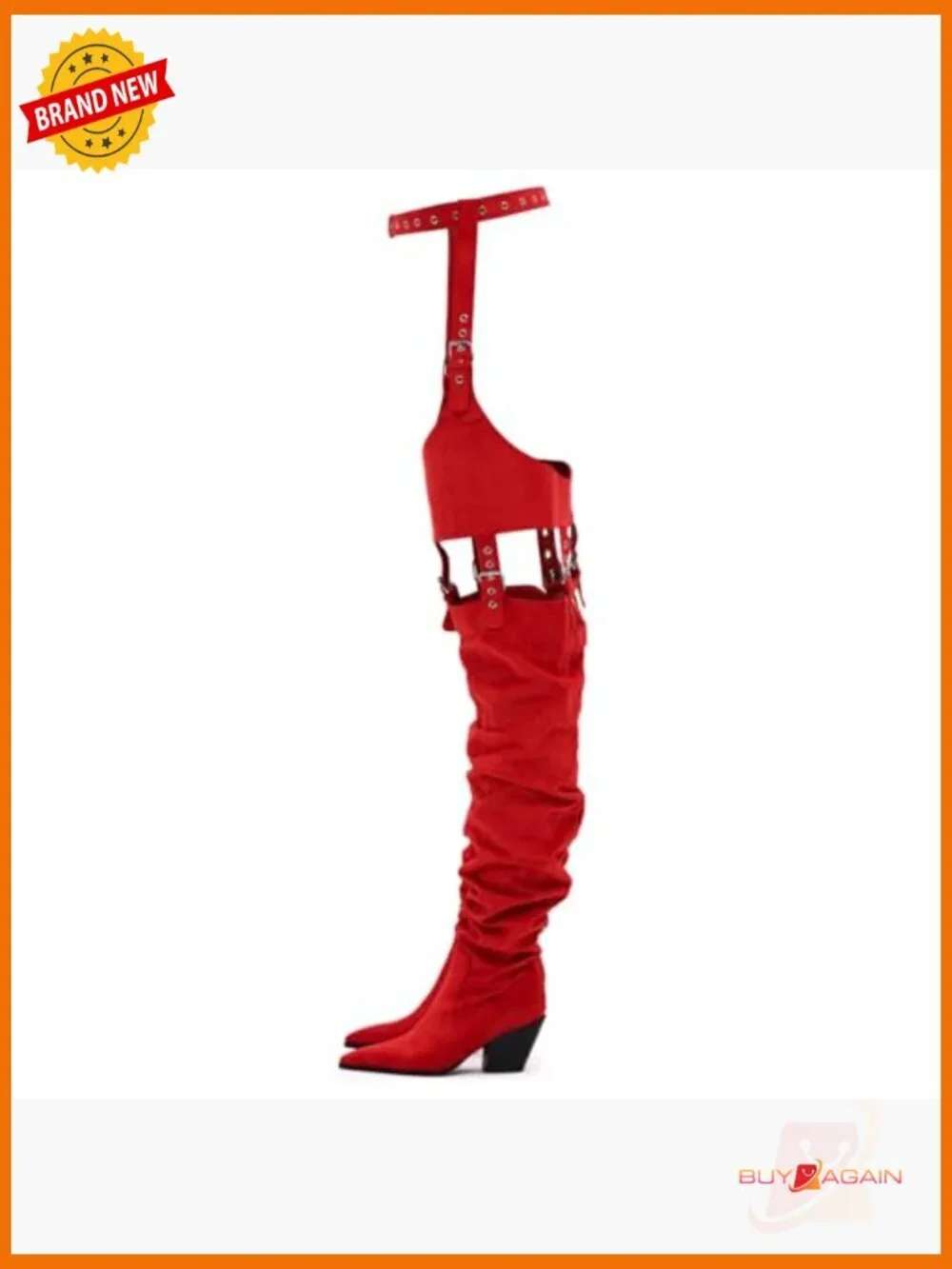 Thigh High Boots Over the Knee Chunky Heel Faux Suede Side Zipper